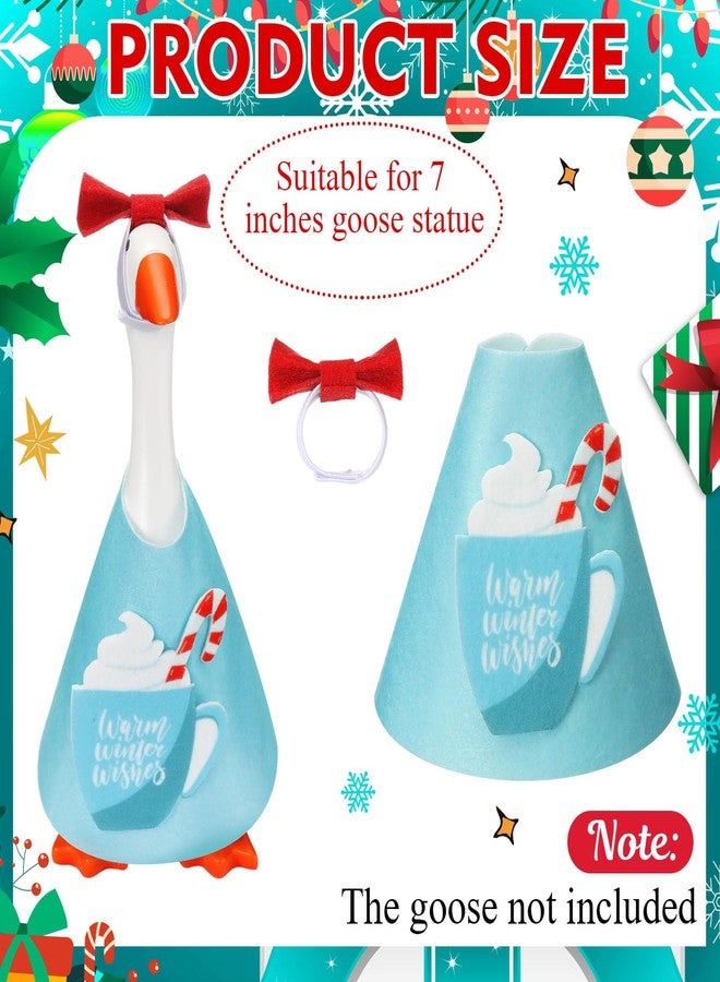 Shinylin 1 Set Christmas Mini Desk Goose Outfit Xmas Gift 7'' Mini Goose Costume Hat and Xmas Clothes Winter Table Key Holder Decor for Magnetic Duck Statue Desk Key Holder (Blue) - Image 2